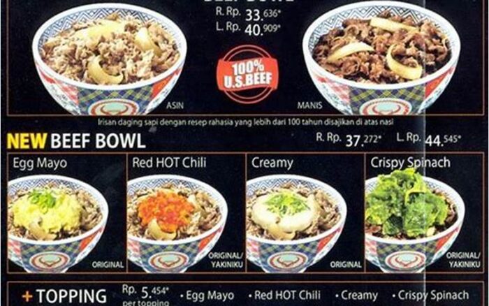 Gambar Menu Yoshinoya Terbaru